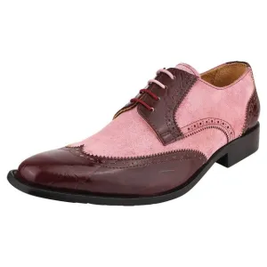 LIBERTYZENO Mens Burgundy Genuine Leather Croco/Suede Printed Oxford Dress …