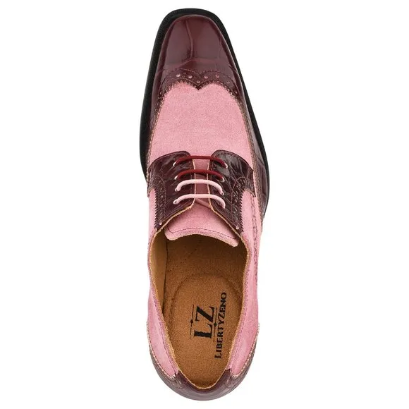 LIBERTYZENO Mens Burgundy Genuine Leather Croco/Suede Printed Oxford Dress …