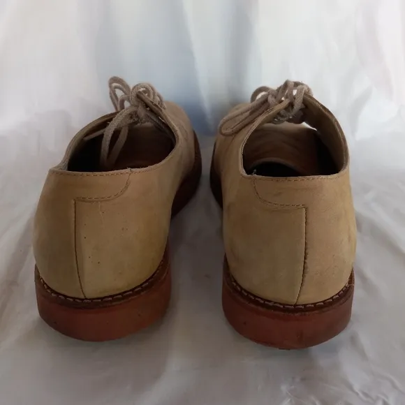 LL Bean Oxford Shoes Beige Leather Suede Vibram 12