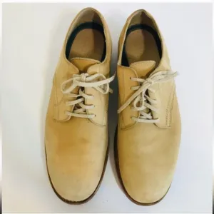 LL Bean Oxford Shoes Beige Leather Suede Vibram 12