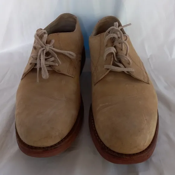 LL Bean Oxford Shoes Beige Leather Suede Vibram 12