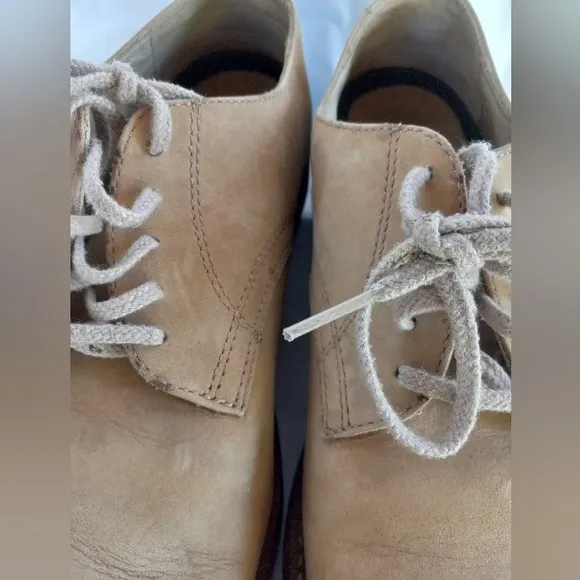 LL Bean Oxford Shoes Beige Leather Suede Vibram 12