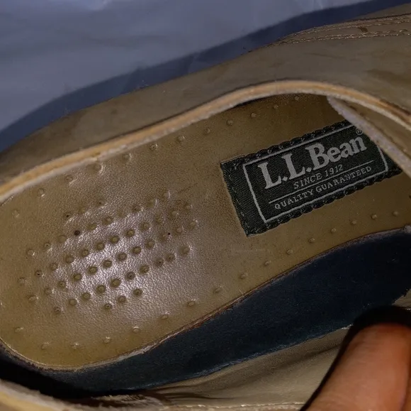 LL Bean Oxford Shoes Beige Leather Suede Vibram 12