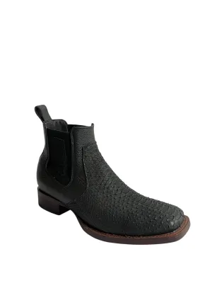Los Altos Ankle Boot Square Toe Python Nobuck Black - 82BVN5705