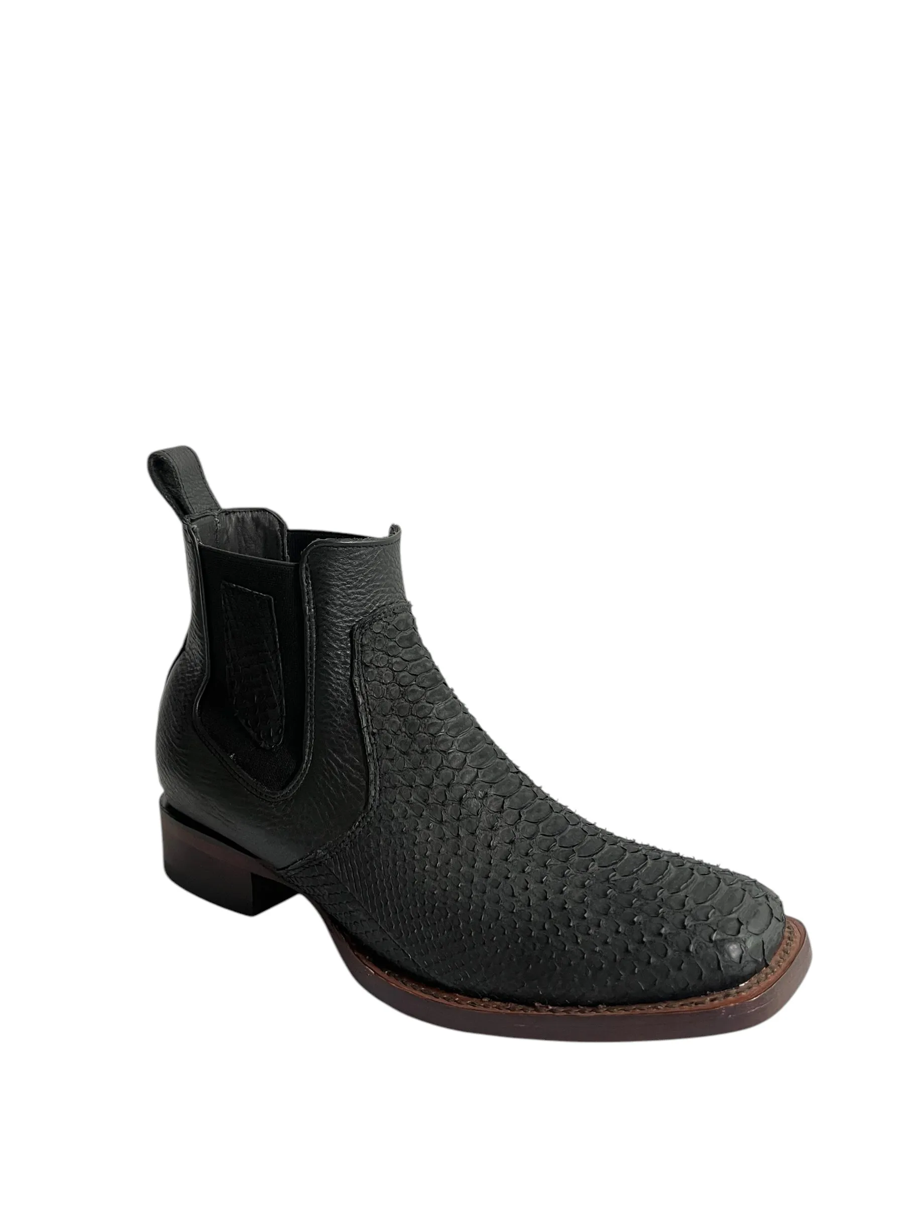 Los Altos Ankle Boot Square Toe Python Nobuck Black - 82BVN5705