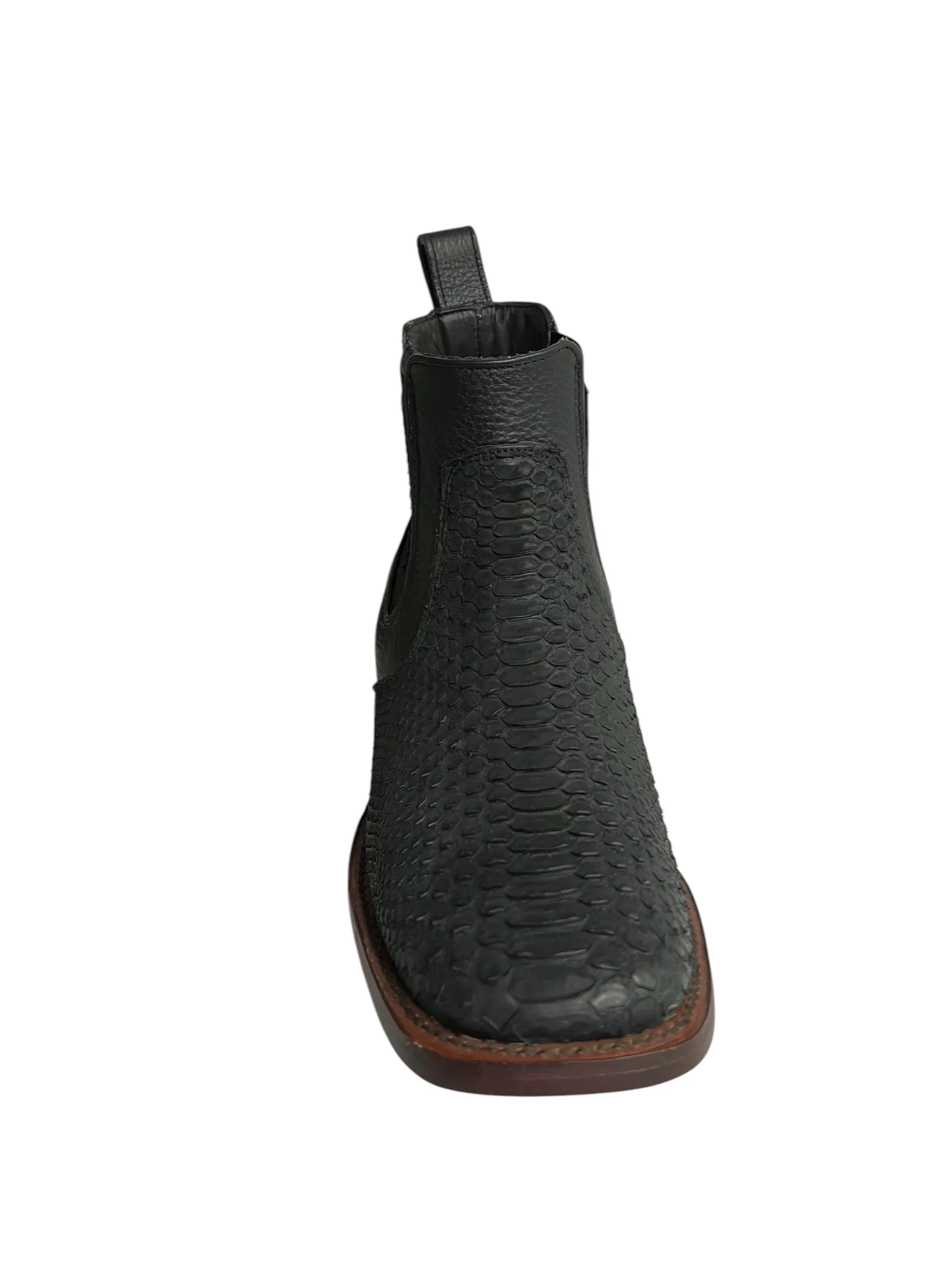 Los Altos Ankle Boot Square Toe Python Nobuck Black - 82BVN5705