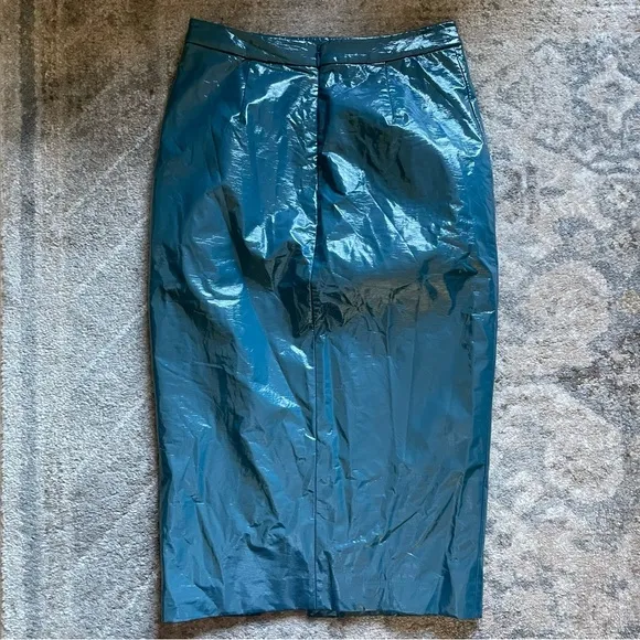 Lovers   Friends by Revolve Michelle Patent Leather MidiSkirt in Moroccan Blue
