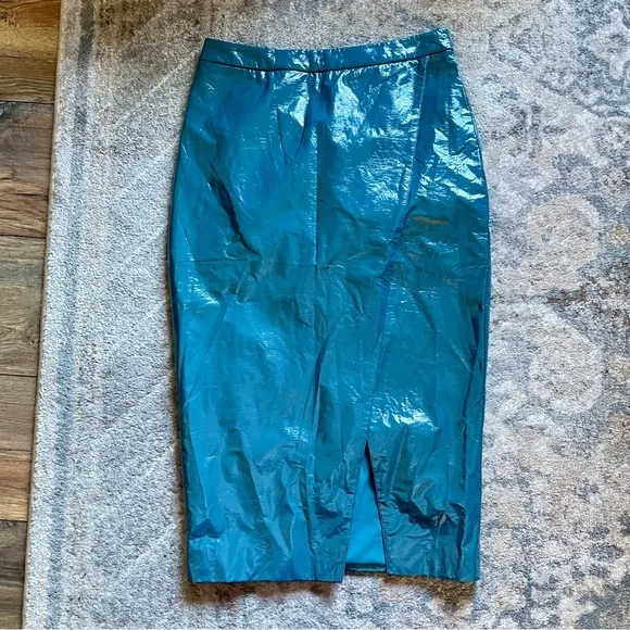 Lovers   Friends by Revolve Michelle Patent Leather MidiSkirt in Moroccan Blue
