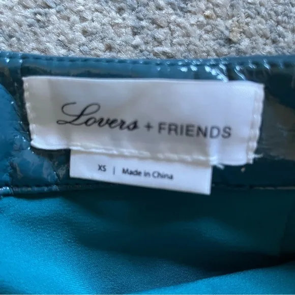 Lovers   Friends by Revolve Michelle Patent Leather MidiSkirt in Moroccan Blue