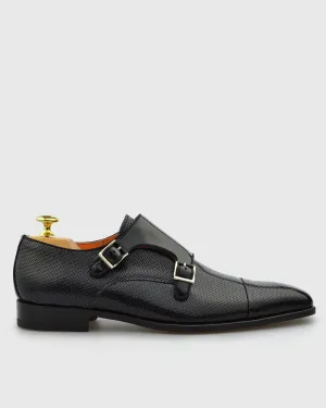 L'STONY 85469 PERFORATED PATENT BLACK MONK STRAP