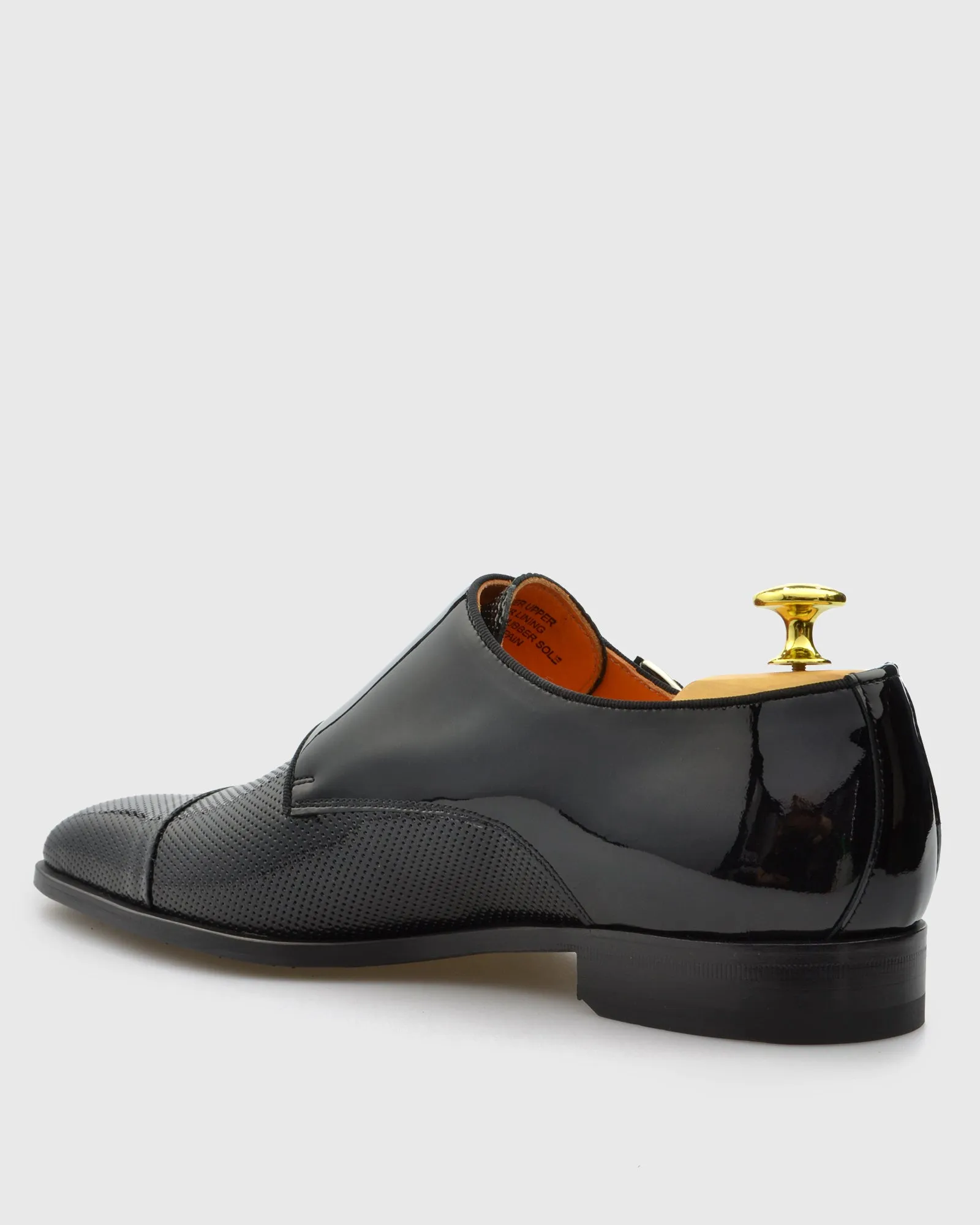 L'STONY 85469 PERFORATED PATENT BLACK MONK STRAP