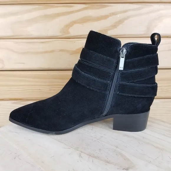 Marc Fisher 6.5 US Yandi Black Suede/Leather Ankle Boots Western Booties NEW
