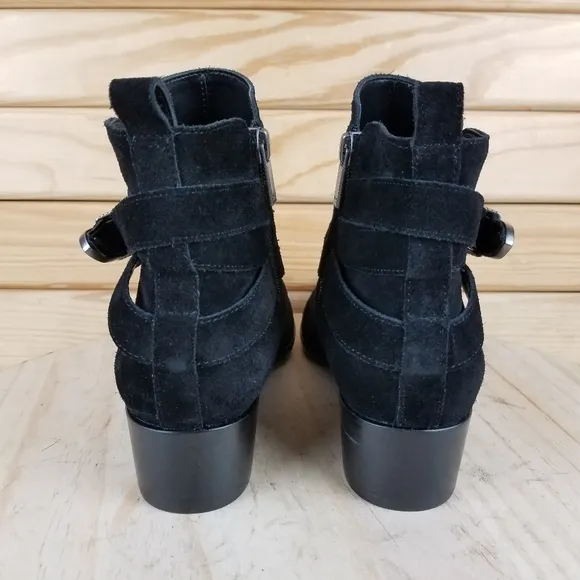 Marc Fisher 6.5 US Yandi Black Suede/Leather Ankle Boots Western Booties NEW