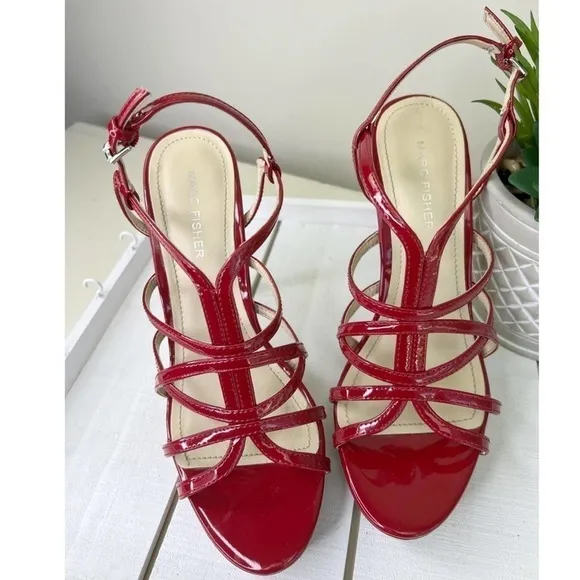 Marc Fisher red strappy heeled sandal    #024-9