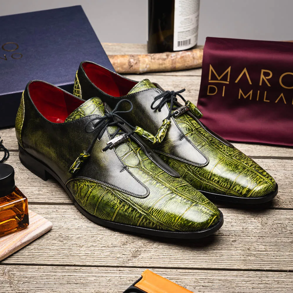 Marco Di Milano Anzio Green Alligator & Calfskin Dress Shoes