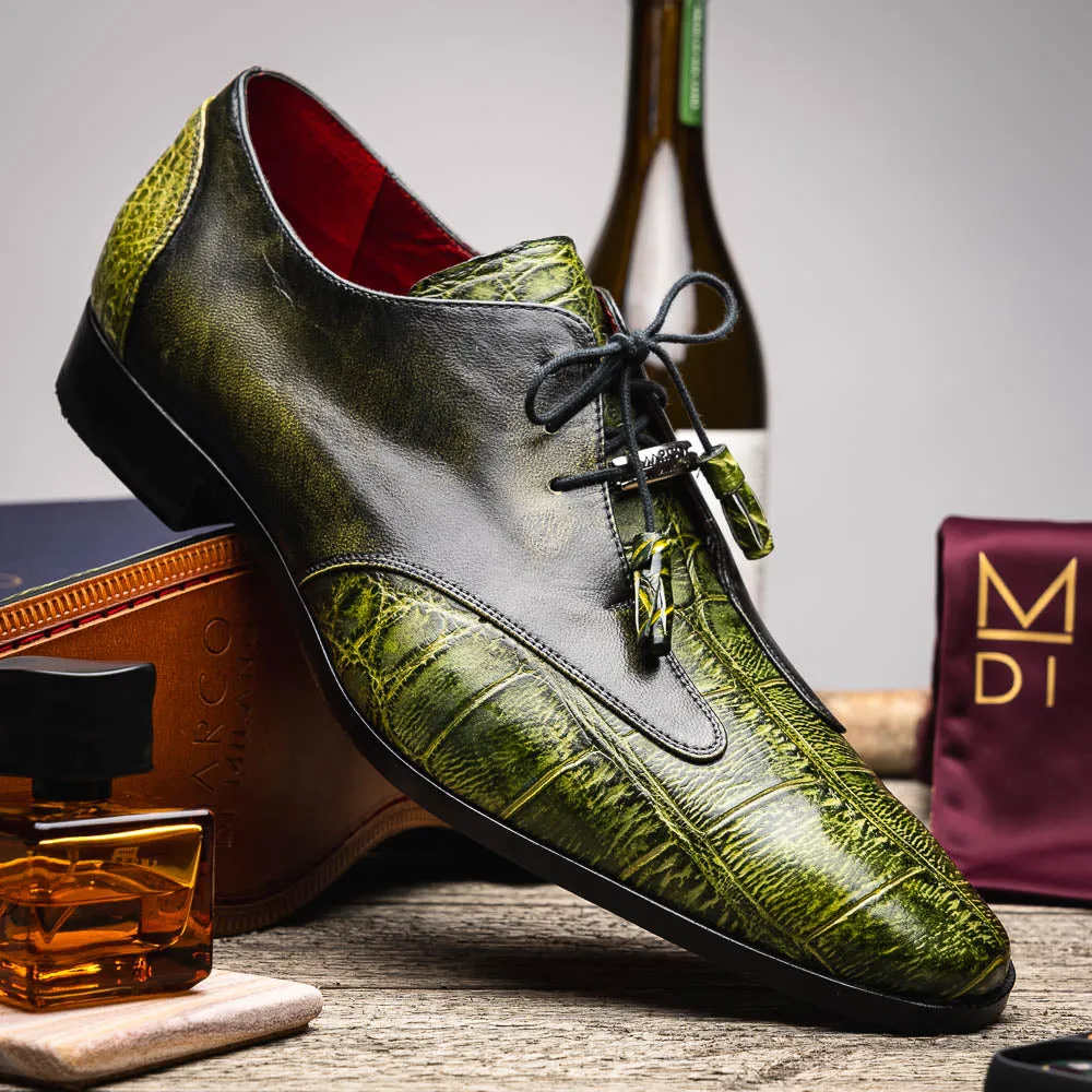 Marco Di Milano Anzio Green Alligator & Calfskin Dress Shoes