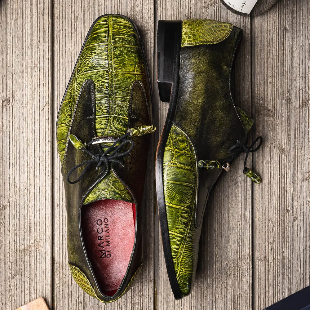 Marco Di Milano Anzio Green Alligator & Calfskin Dress Shoes