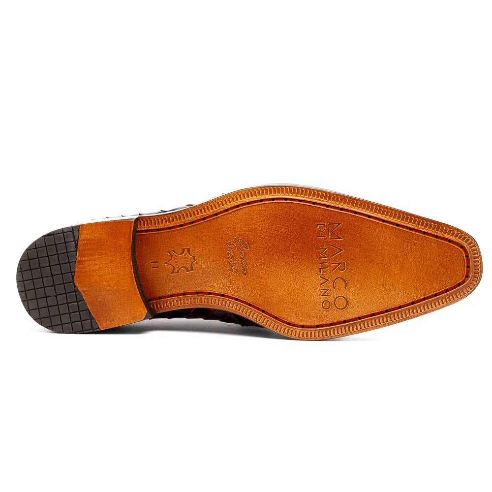 Marco Di Milano Fitipaldi in Rustic Cognac Alligator Derby Dress Shoes
