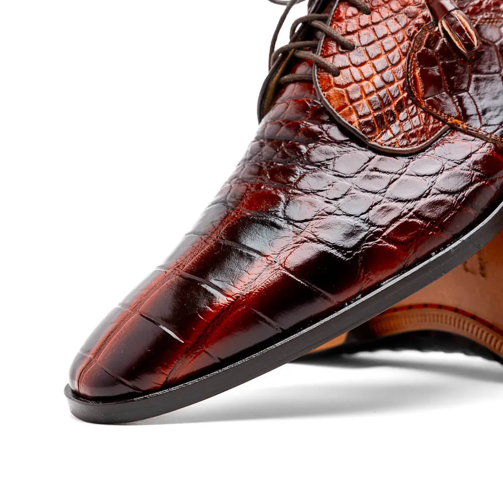 Marco Di Milano Fitipaldi in Rustic Cognac Alligator Derby Dress Shoes