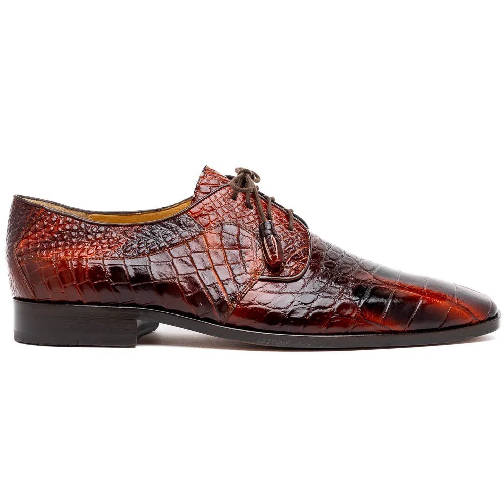 Marco Di Milano Fitipaldi in Rustic Cognac Alligator Derby Dress Shoes