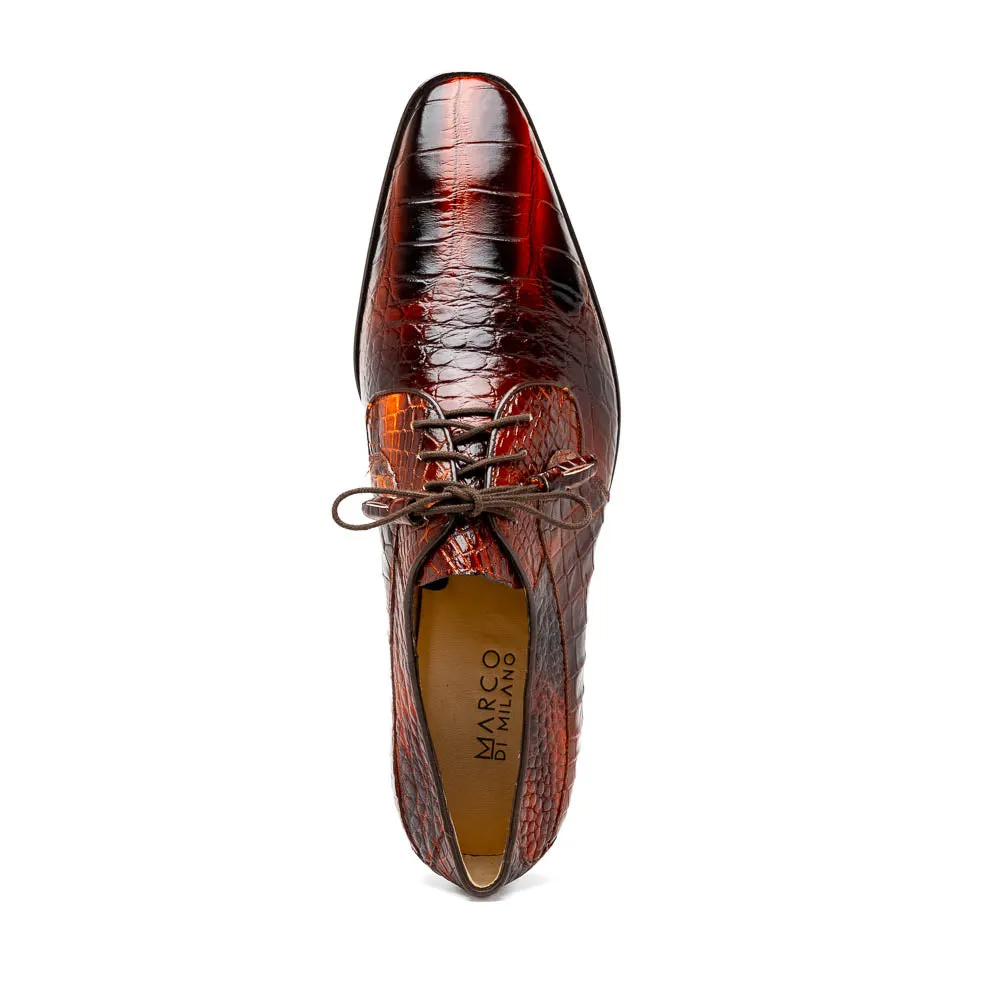Marco Di Milano Fitipaldi in Rustic Cognac Alligator Derby Dress Shoes