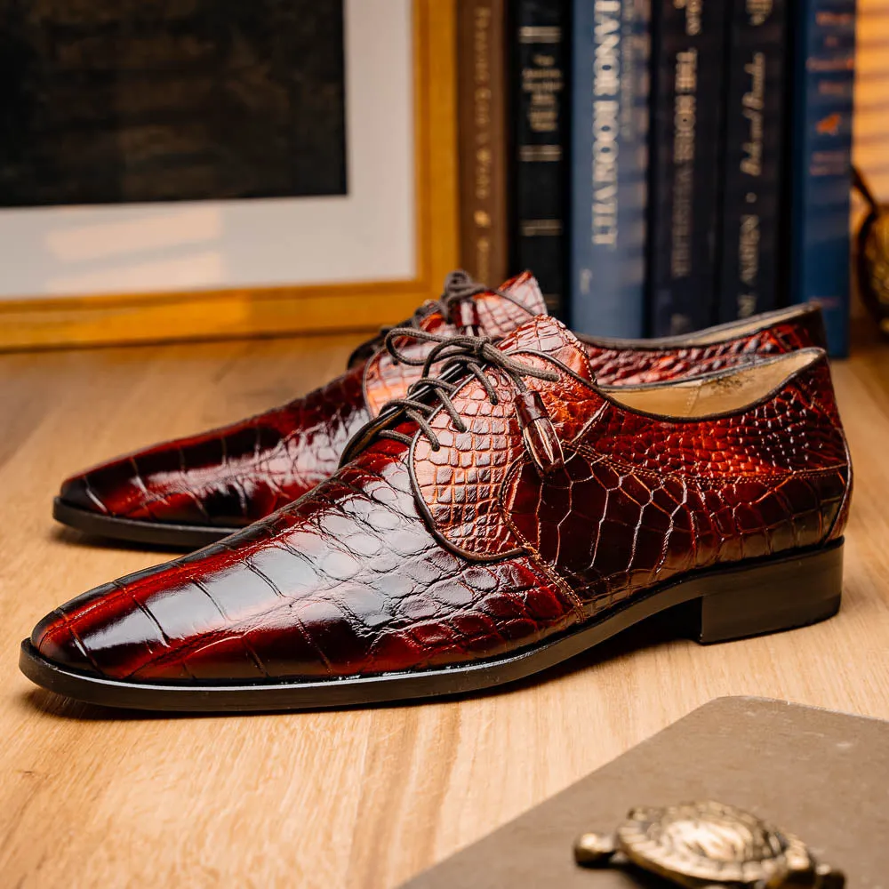 Marco Di Milano Fitipaldi in Rustic Cognac Alligator Derby Dress Shoes