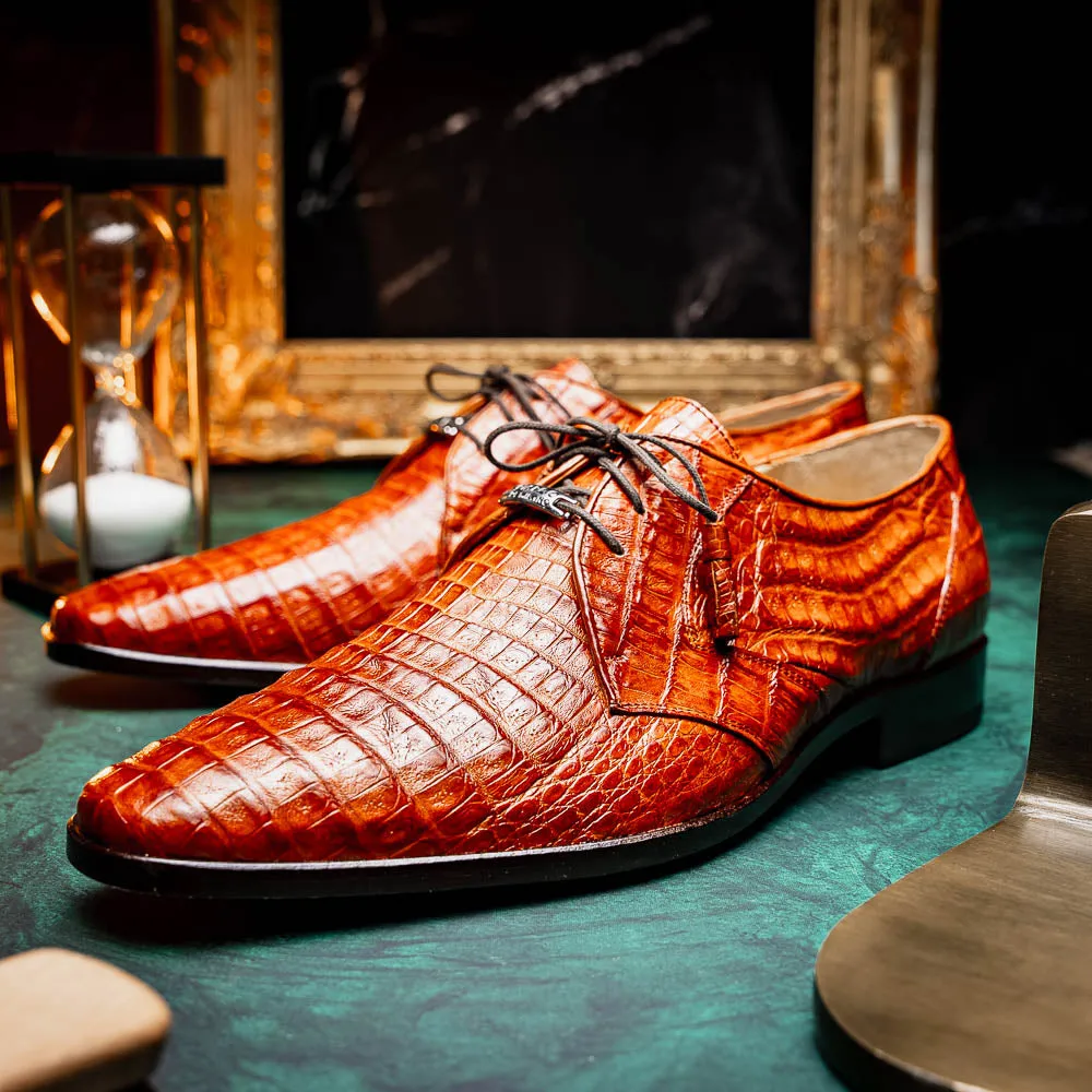 Marco Di Milano Lacio Brandy Caiman Crocodile Dress Shoes
