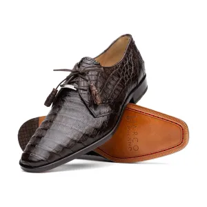 Marco Di Milano Lacio in Brown Caiman Crocodile Derby Dress Shoes