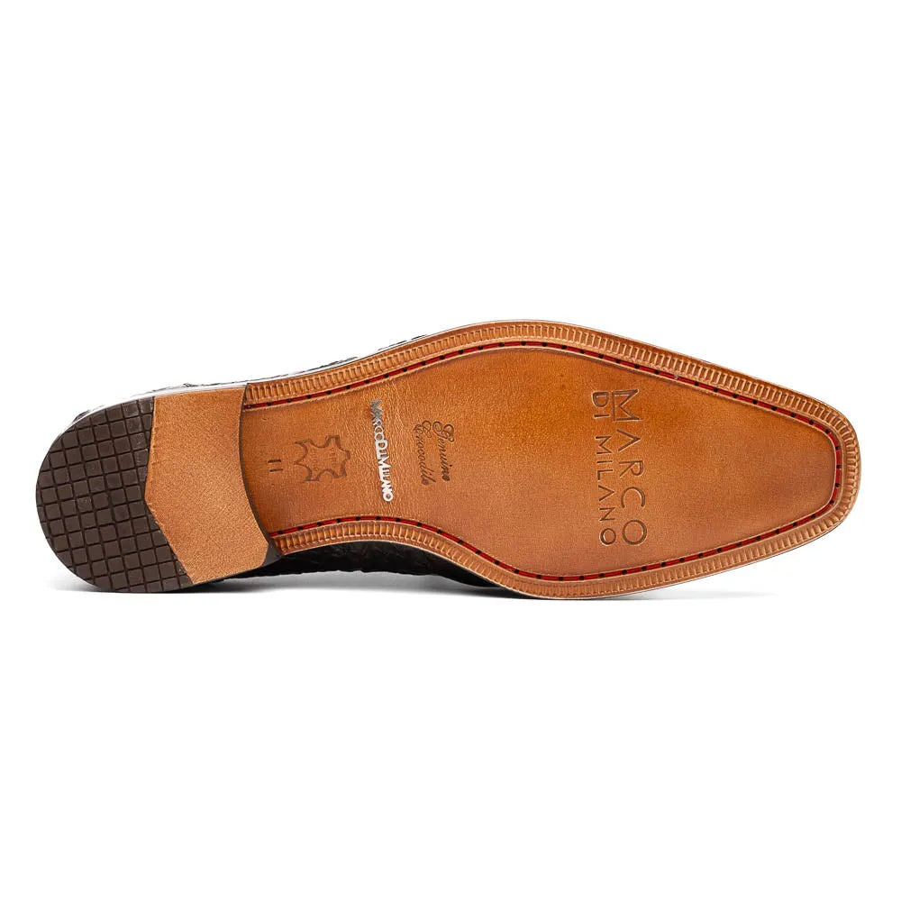 Marco Di Milano Lacio in Brown Caiman Crocodile Derby Dress Shoes