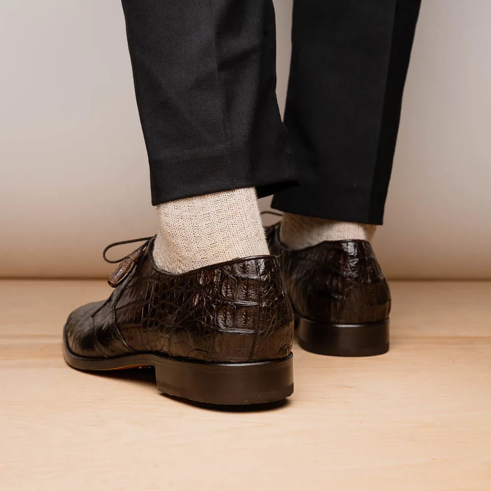 Marco Di Milano Lacio in Brown Caiman Crocodile Derby Dress Shoes