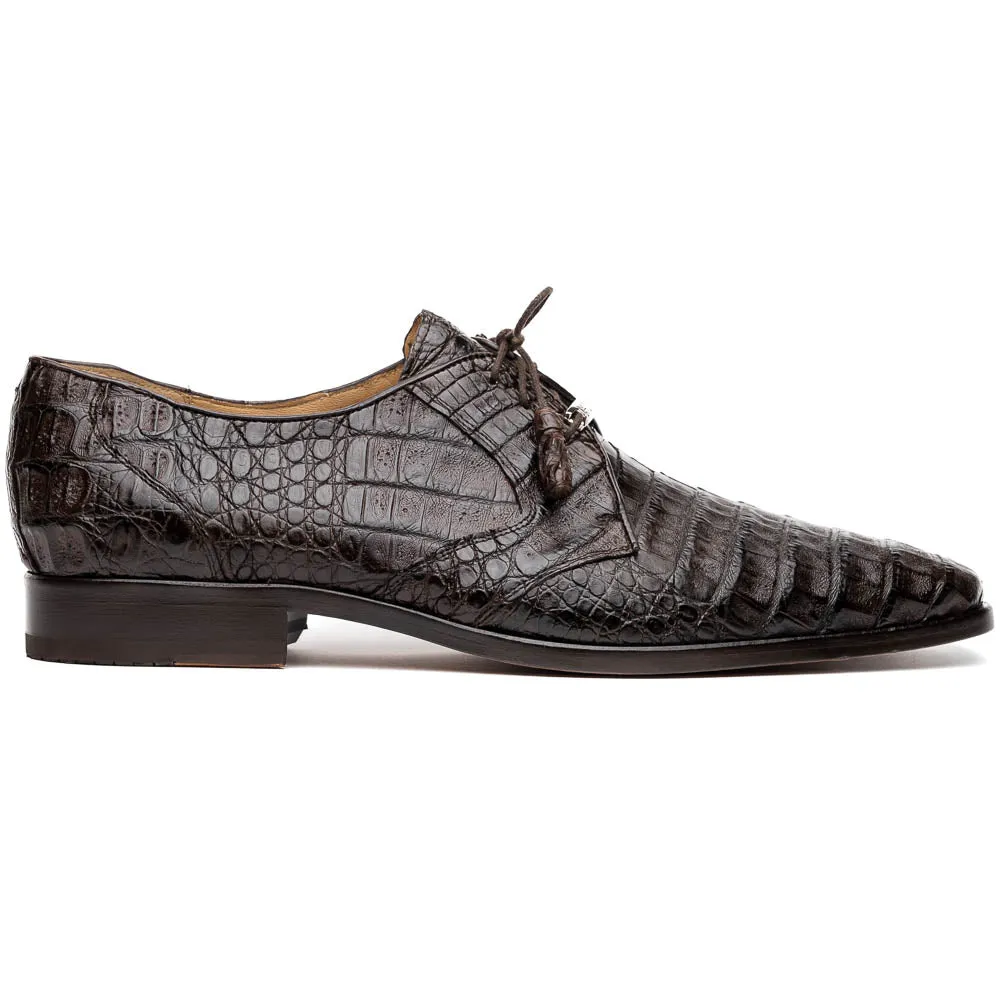 Marco Di Milano Lacio in Brown Caiman Crocodile Derby Dress Shoes