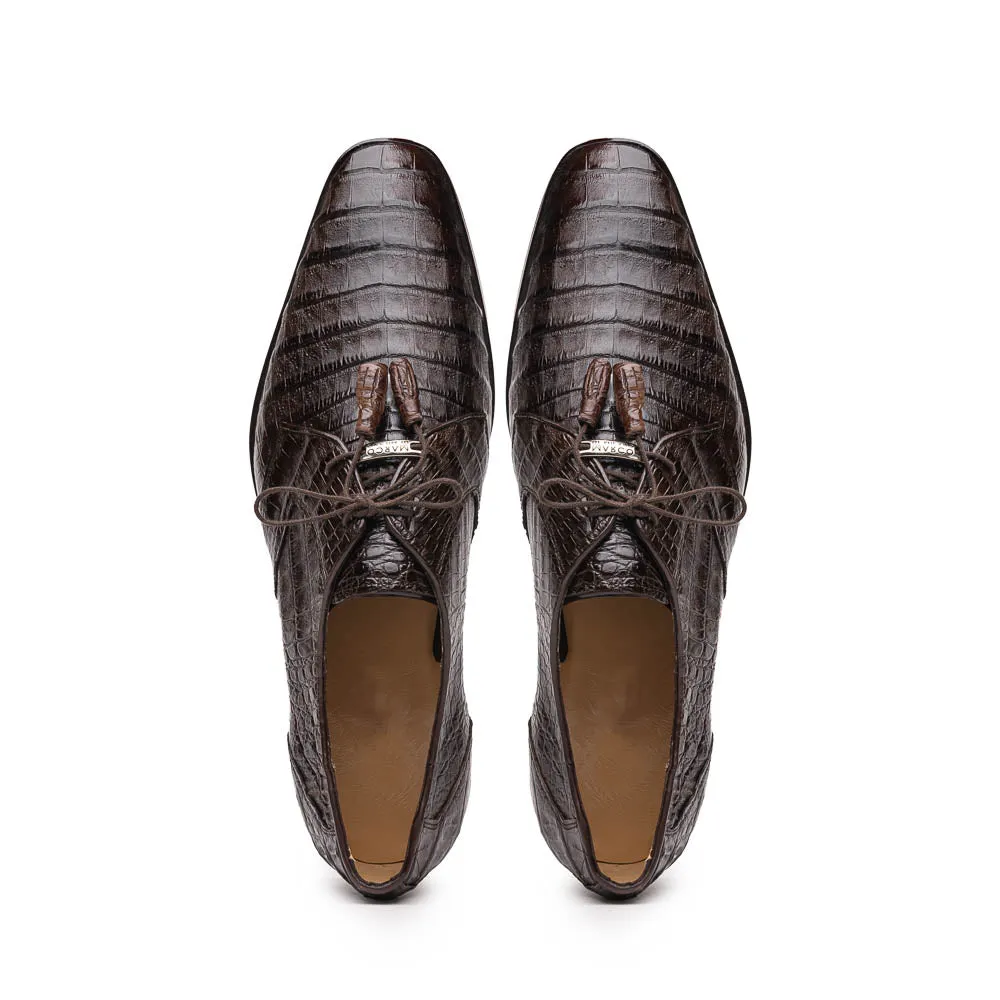 Marco Di Milano Lacio in Brown Caiman Crocodile Derby Dress Shoes