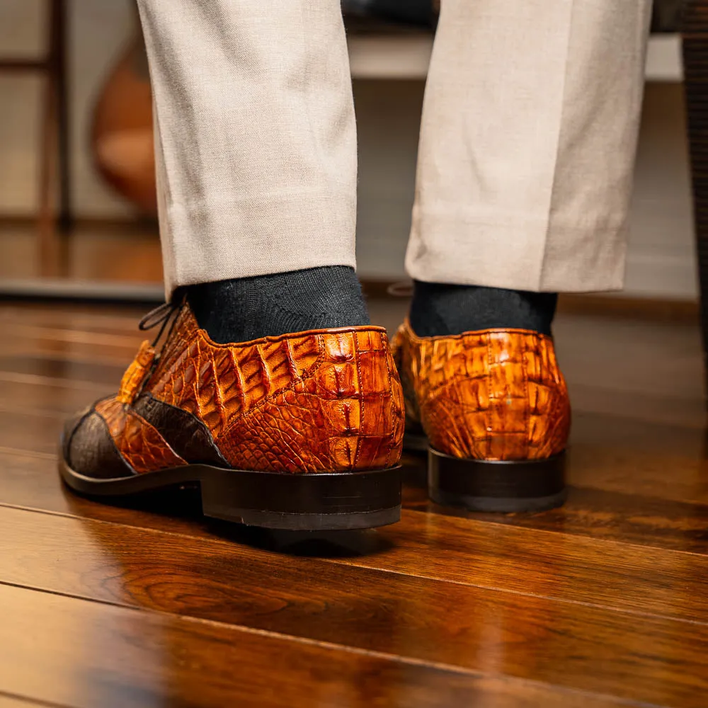 Marco Di Milano Luciano Brown / Cognac Caiman Crocodile Dress Shoes