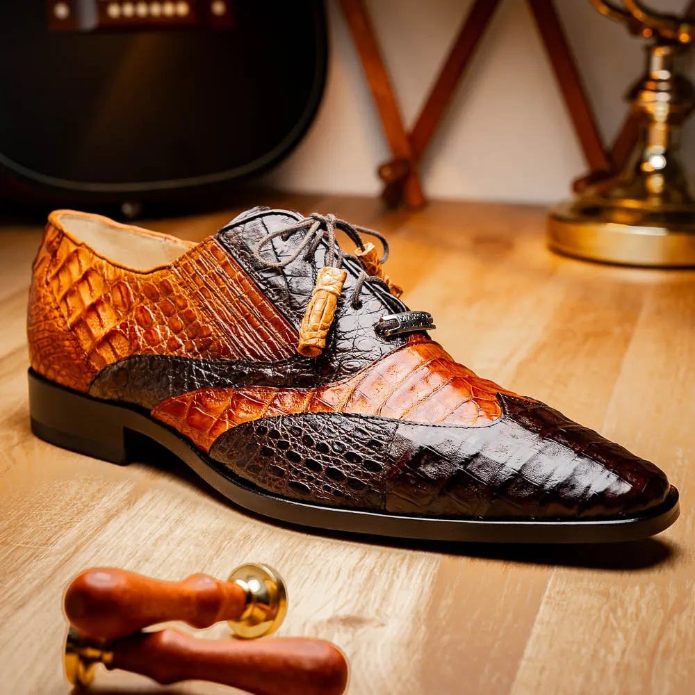 Marco Di Milano Luciano Brown / Cognac Caiman Crocodile Dress Shoes
