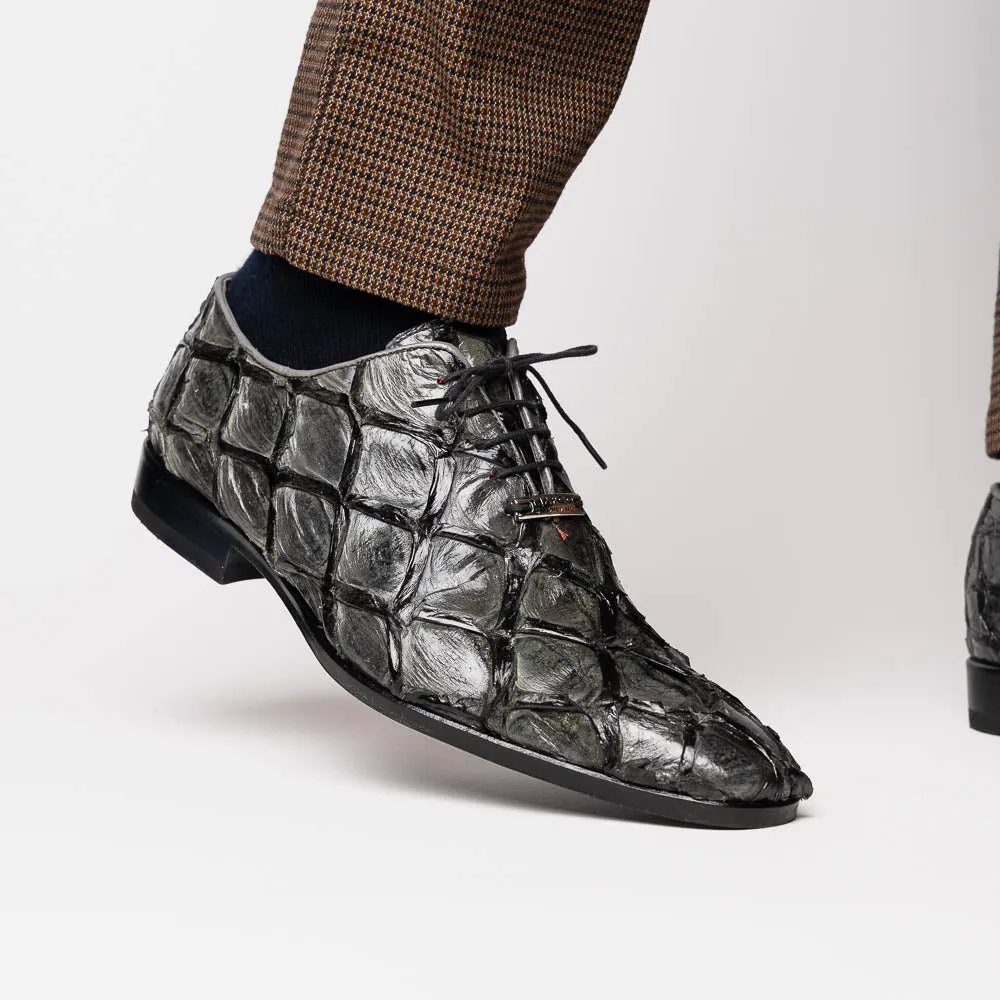 Marco Di Milano Olivieri Grey Pirarucu Oxford Dress Shoes