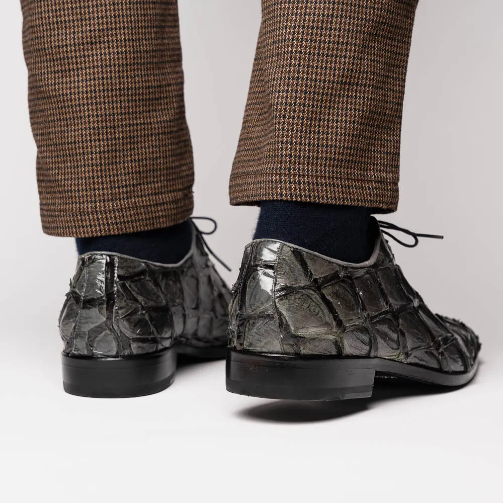 Marco Di Milano Olivieri Grey Pirarucu Oxford Dress Shoes