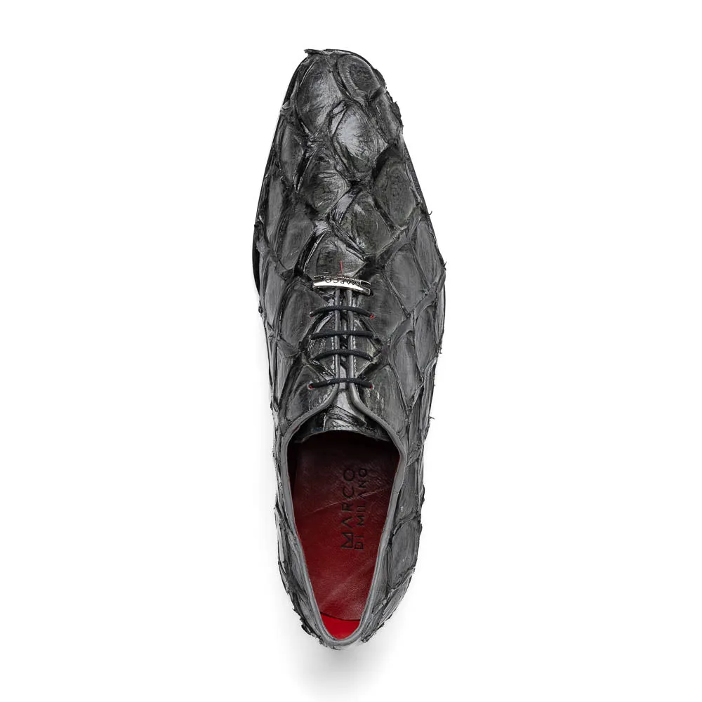 Marco Di Milano Olivieri Grey Pirarucu Oxford Dress Shoes