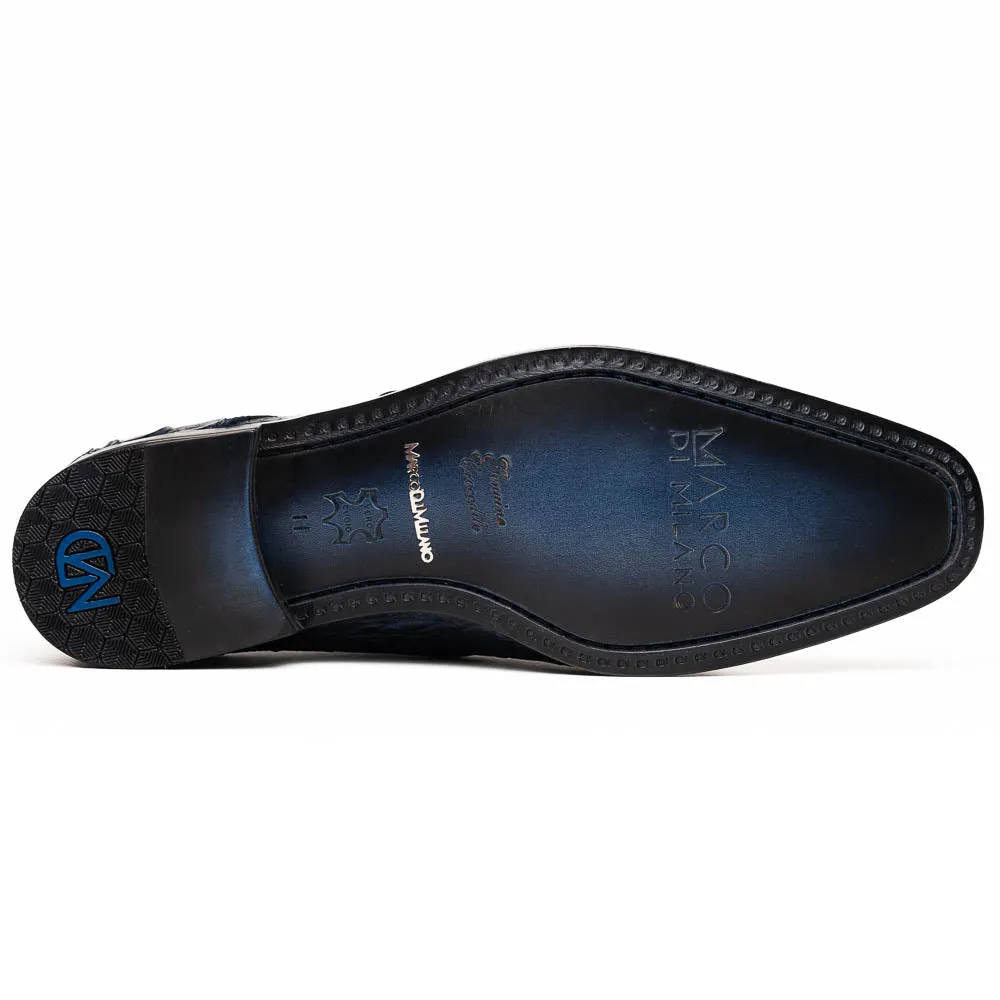 Marco Di Milano Rovigo in Navy Caiman Crocodile Monk Strap Dress Shoes