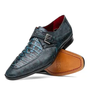 Marco Di Milano Toluca in Blue / Black Crocodile & Lizard Monk Strap Dress Shoes