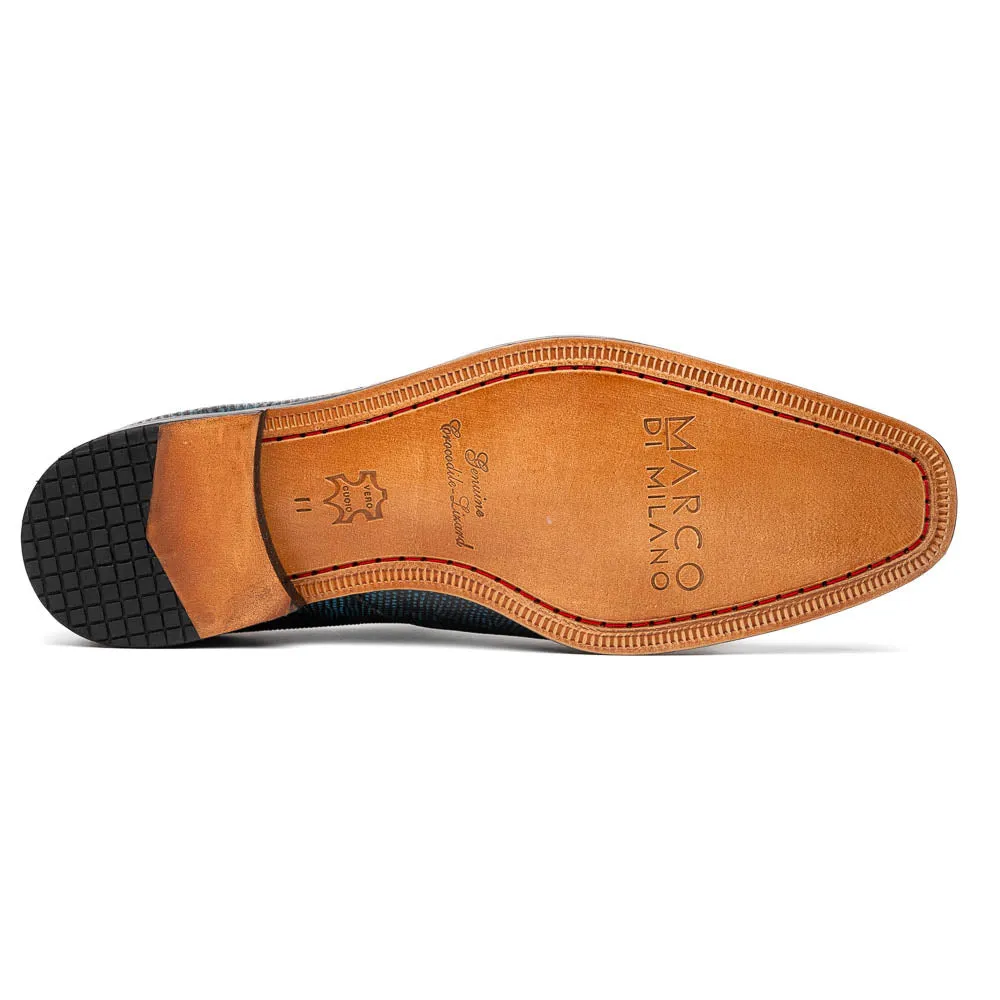 Marco Di Milano Toluca in Blue / Black Crocodile & Lizard Monk Strap Dress Shoes