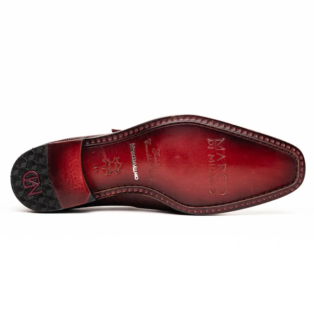 Marco Di Milano Toluca in Wine Crocodile & Lizard Monk Strap Dress Shoes