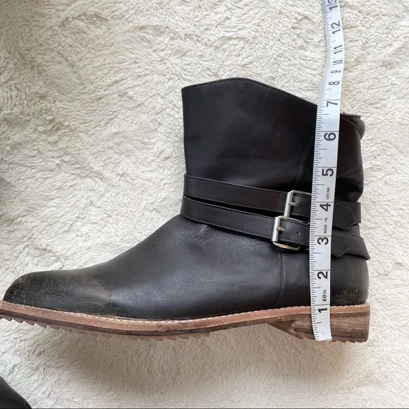 Matt Bernson Vox distressed buckle brown leather moto ankle boots woman’s 9.5