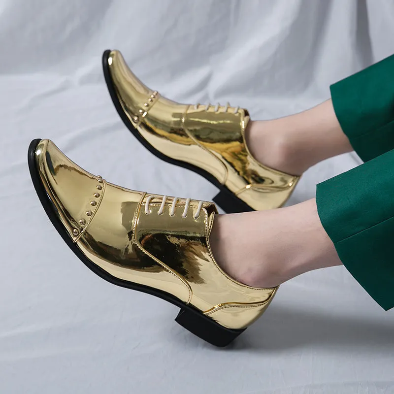 Men Golden Luxury Business Oxford Shoes