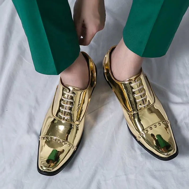 Men Golden Luxury Business Oxford Shoes