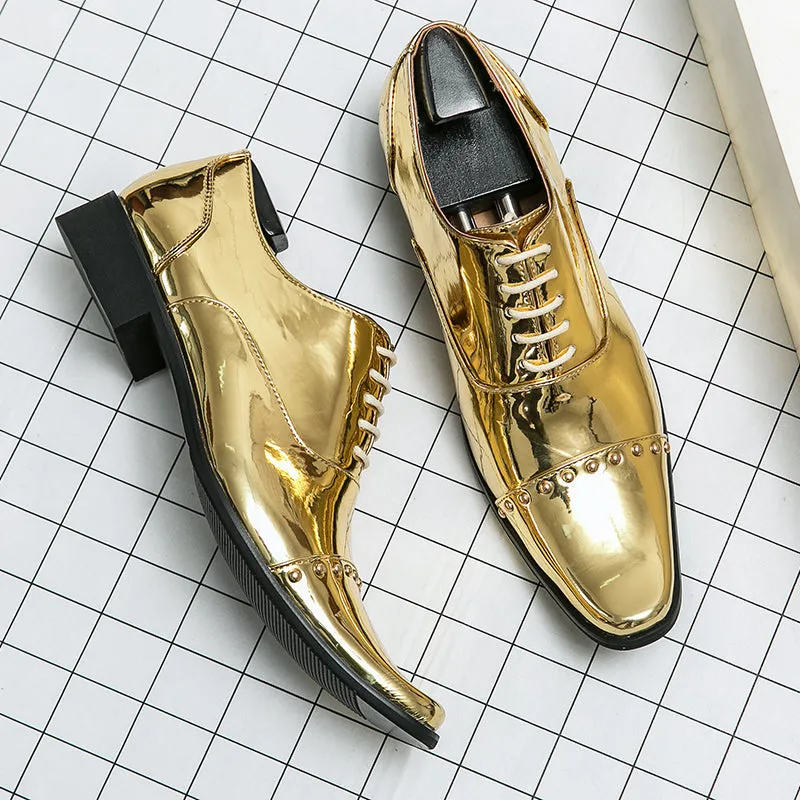 Men Golden Luxury Business Oxford Shoes