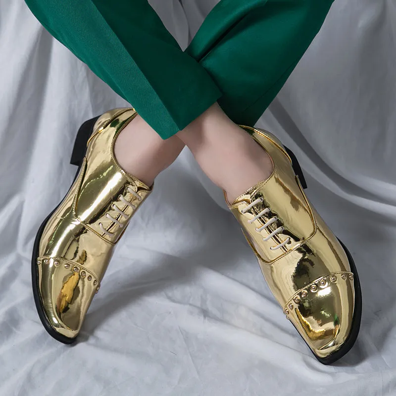 Men Golden Luxury Business Oxford Shoes