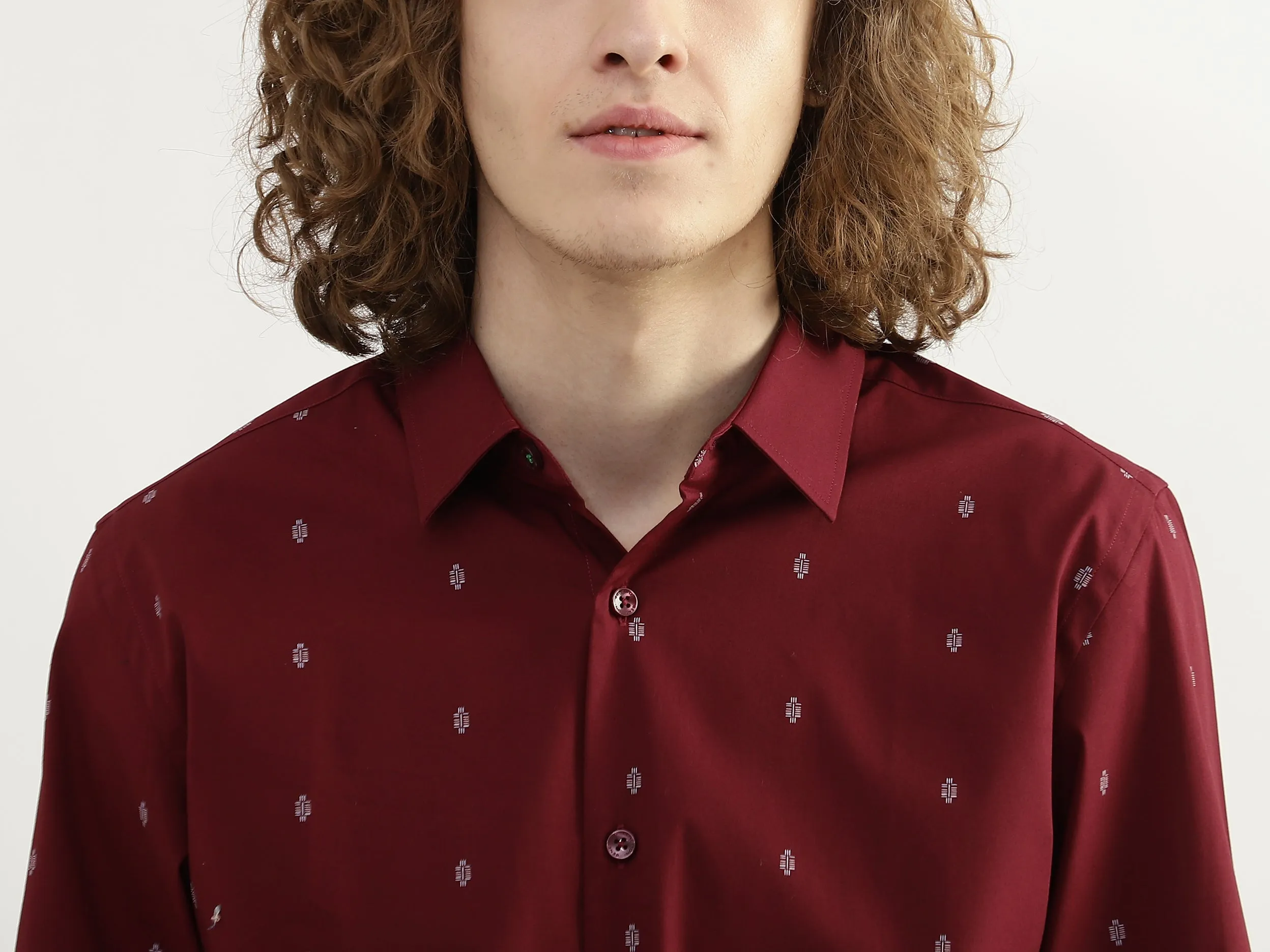Men Printed Spread Collar Shirt