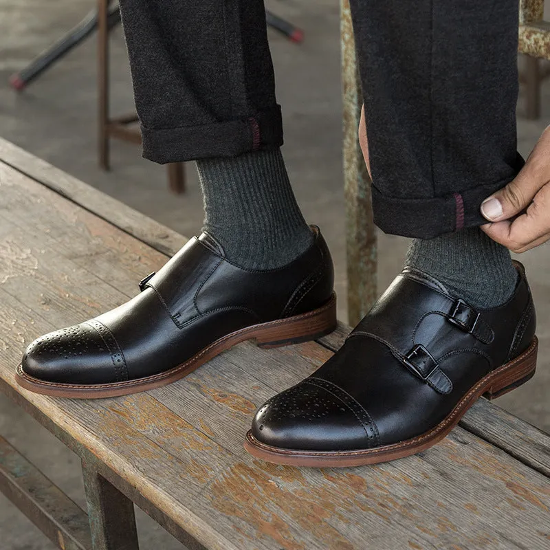 Men's British Bullock Casual Buckle Leather Shoes
