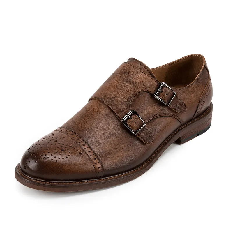 Men's British Bullock Casual Buckle Leather Shoes