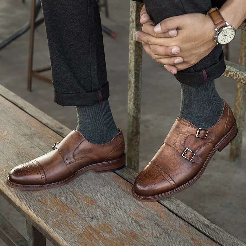 Men's British Bullock Casual Buckle Leather Shoes